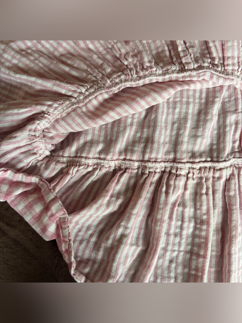 Pink and White Gingham Peplum Button Top - Picture 4 of 4